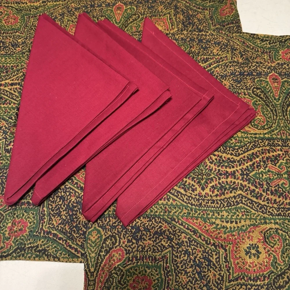 Paisley Quilted Placemats Navy Green Burgundy, &‎ Burgundy Napkins Set Of 8